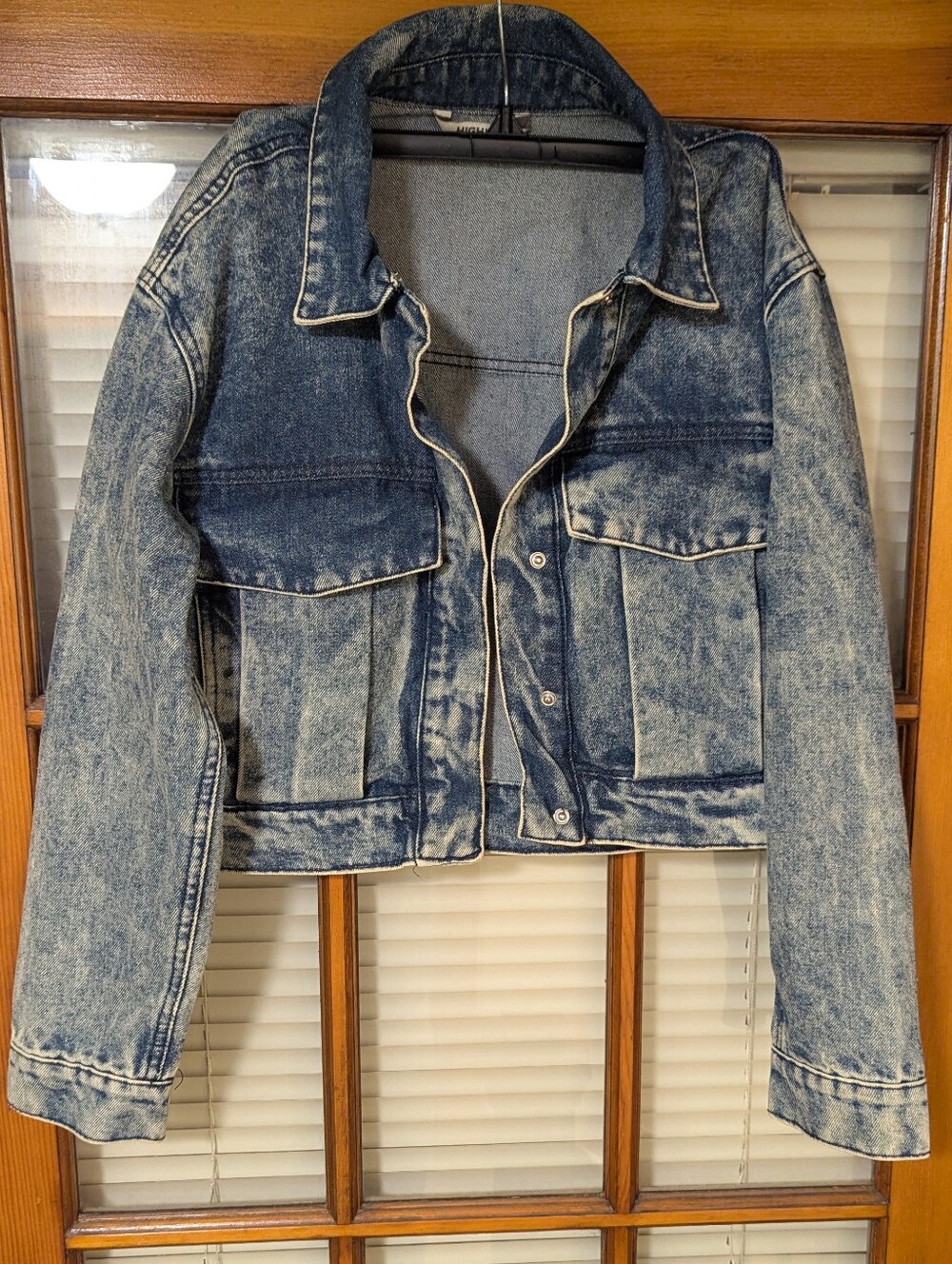 Oversized Faded Cropped Denim Jacket